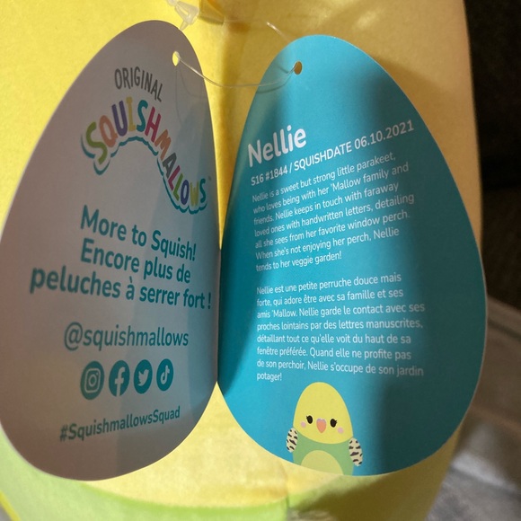 Squishmallows 16 Inch Nellie Green and Yellow Parakeet Squishmallows Bird - Picture 11 of 17